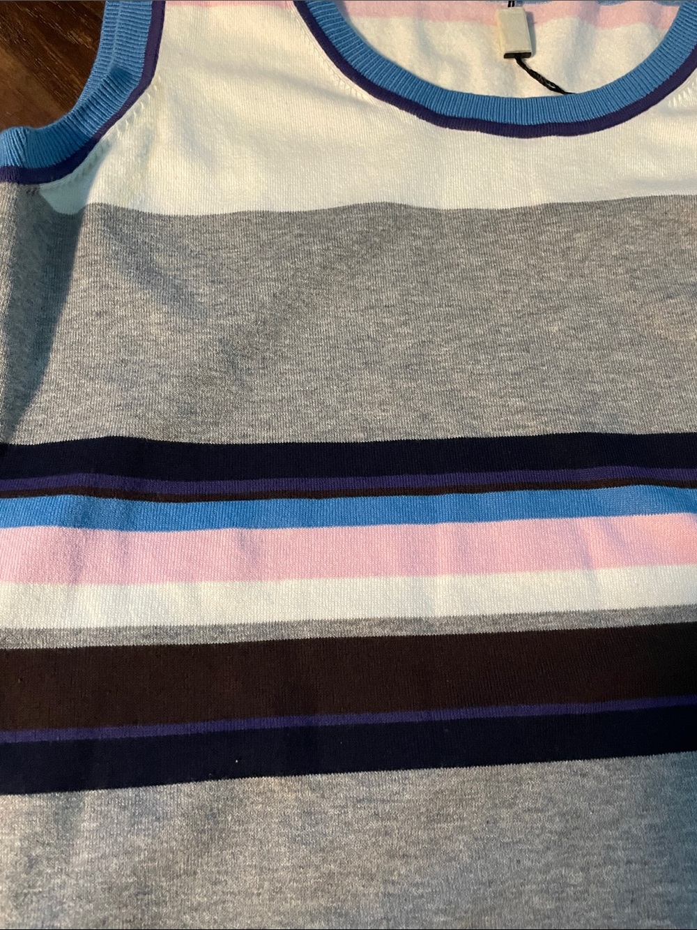 Escada Multicolor Striped Knit Tank — Navy, Gray, White, Brown, Pink, Blue - Picture 5 of 7
